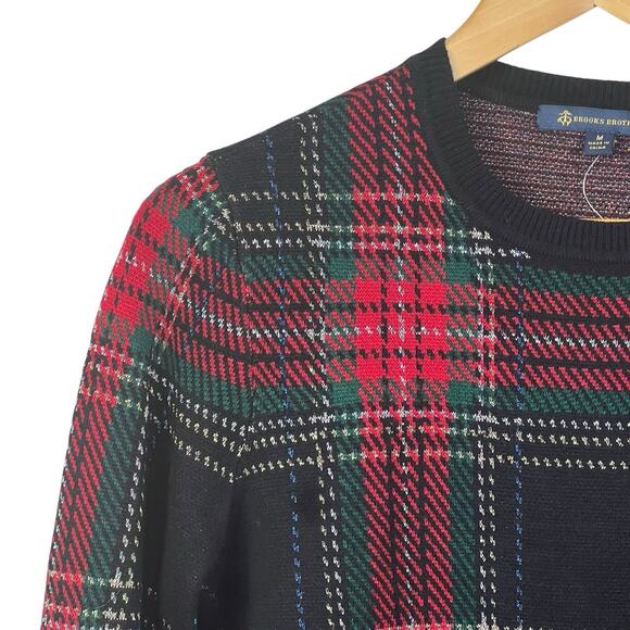 Brooks Brothers Plaid Wool blend Crewneck Holiday Sweater Size M NWT - Picture 3 of 10